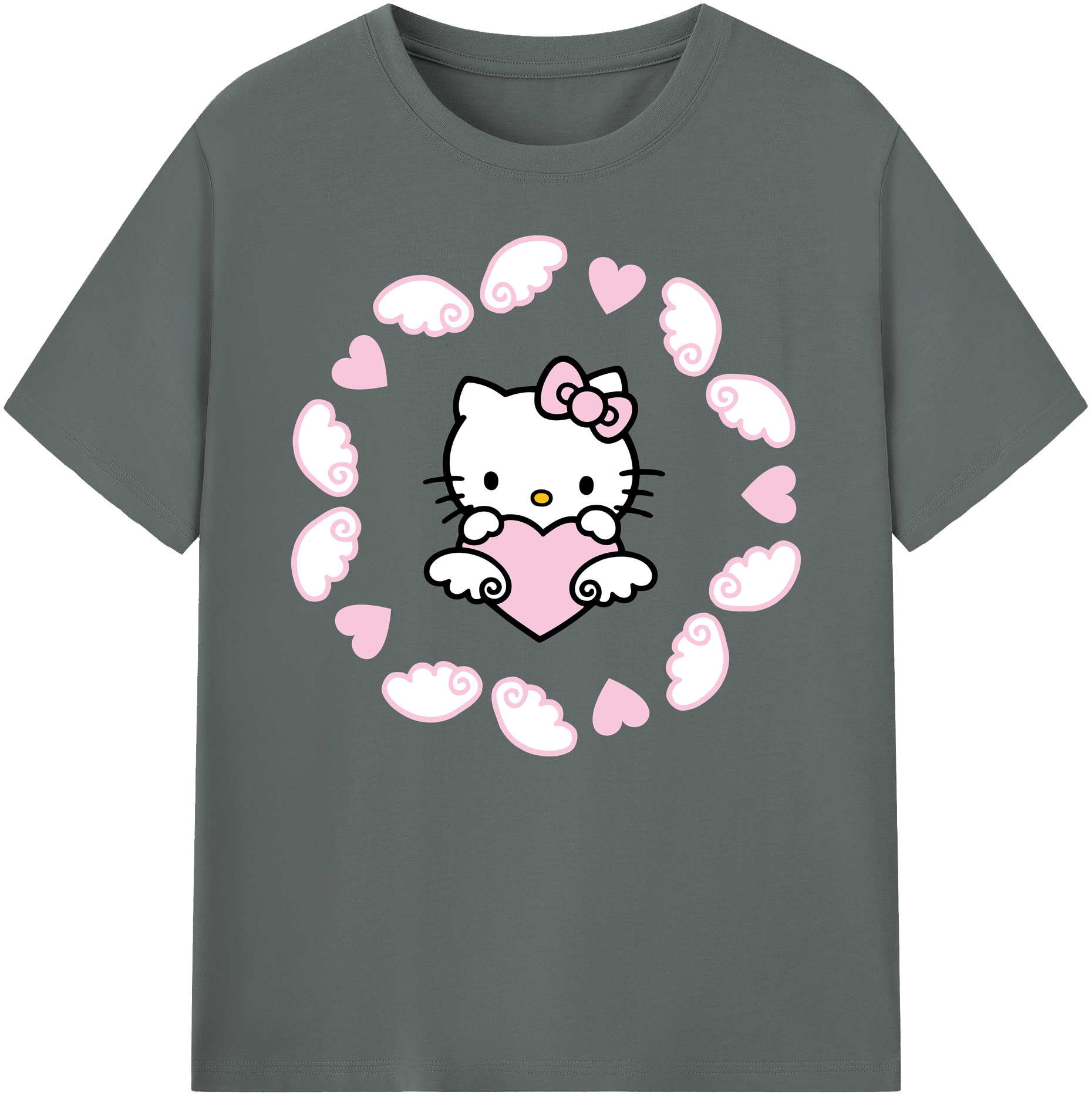 （画像用） Hello Kitty ハローキティ 綿100％ メンズ半袖Tシャツ｜肌触りやわらか＆通気性
